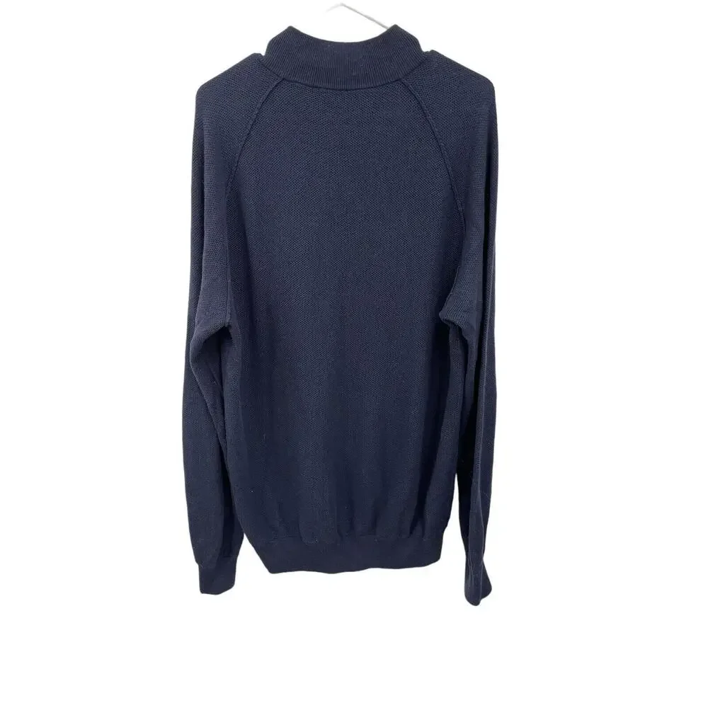 Peter Millar Henley Sweater Pima Cotton Merino Wool Blue Men’s Size Large